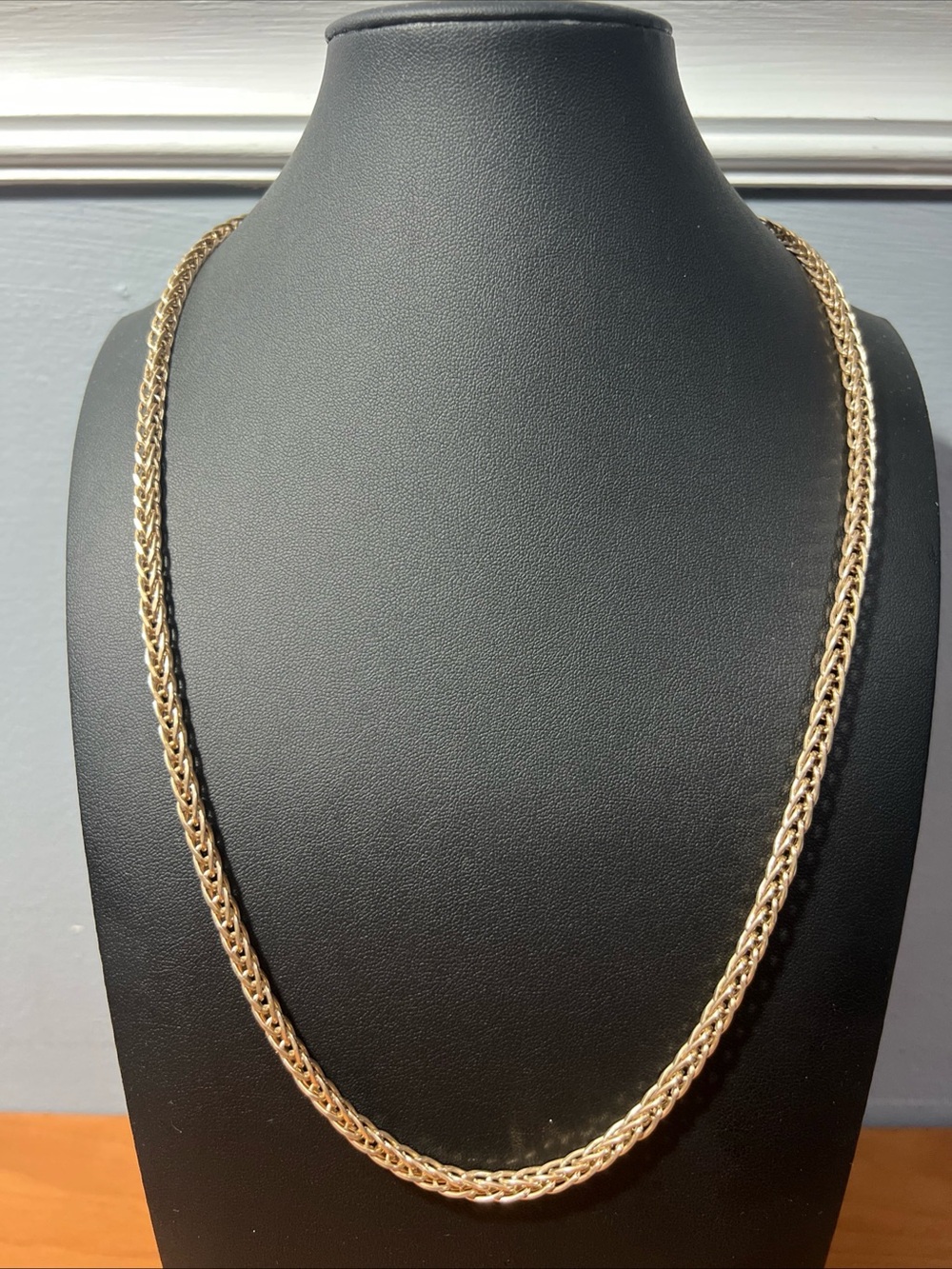 10K Yellow Gold 5mm Wheat Palm Foxtail Franco Box Spiga Chain Necklace 24”